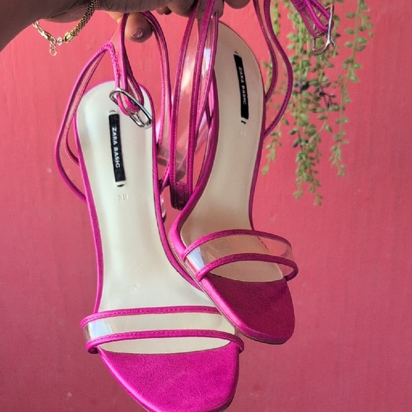 Zara Fuchsia Strappy Heels - Picture 1 of 5